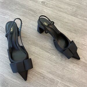 Zara  Black Heels with Bow Accent